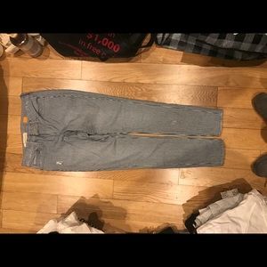 jeans with blue and black stripes